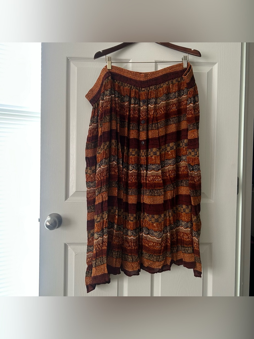 Vintage 1990s AJ Buttoned Indian Broomstick Midi Skirt Size 1X - Western Fairy